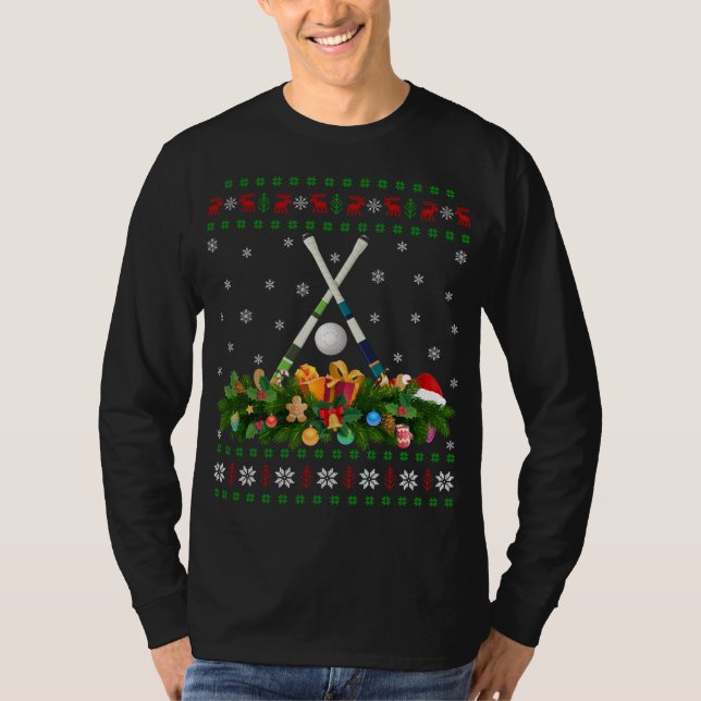 Field Hockey Sports Lover Xmas Ugly Field Hockey C T-Shirt (Vorderseite)