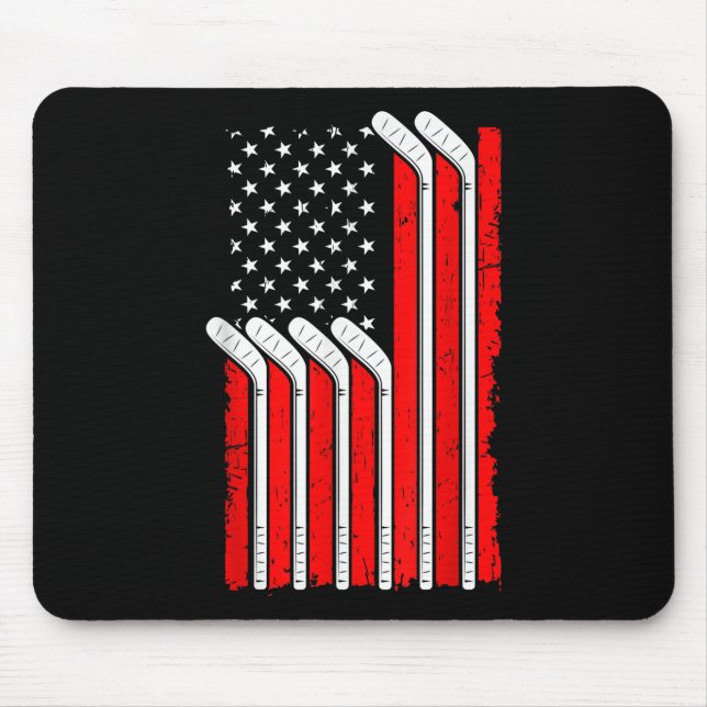 Field Hockey Usa Flag 4th Of July Sweeper Torwart Mousepad (Vorne)