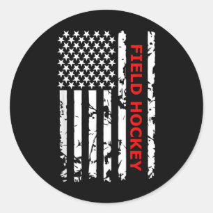 Field Hockey USA-Flagge für amerikanische Frauen K Runder Aufkleber