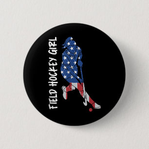 Field Hockey USA-Flagge für Frauen Kinder Männer Button