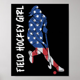 Field Hockey USA-Flagge für Frauen Kinder Männer  Poster