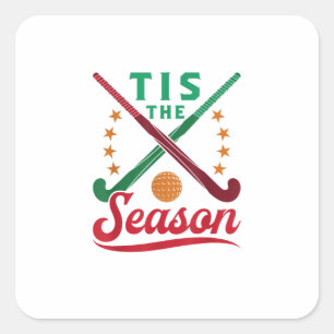 Field Hockey Weihnachten Die Zeit Ist Da Spieler U Quadratischer Aufkleber