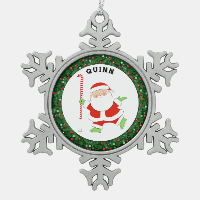Field Hockey Weihnachtskollektiv Schneeflocken Zinn-Ornament (Vorderseite)