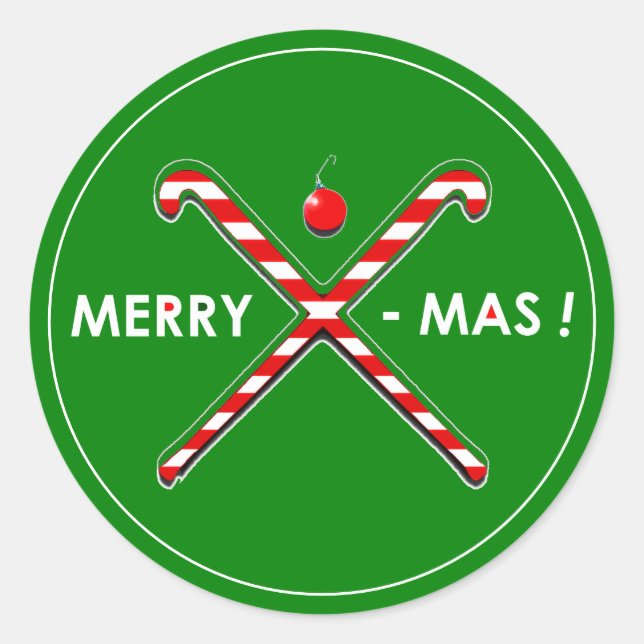 Field Hockey Weihnachtssticker Runder Aufkleber (Vorderseite)