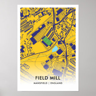 Field Mill Stadium Map - Zuhause von Mansfield Tow Poster