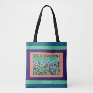 FIeld of bluebonnets, lila, lachs, aqua; Name