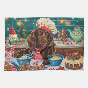 Field Spaniel Feiertag Backen: Feierliche Weihnach Geschirrtuch