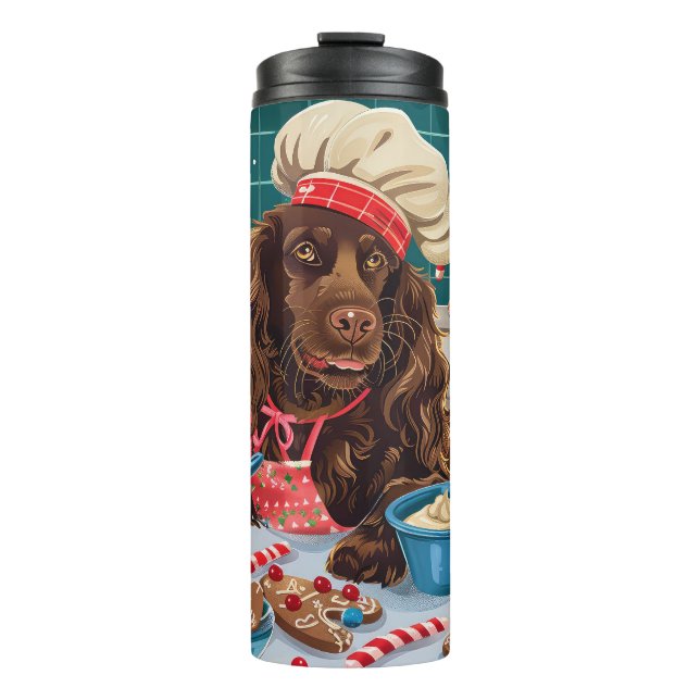 Field Spaniel Feiertag Backen: Feierliche Weihnach Thermosbecher (Vorderseite)