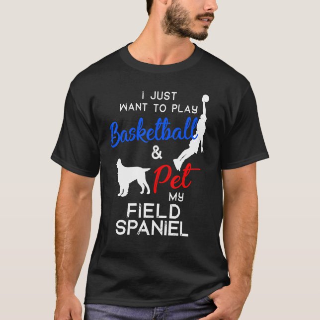 Field Spaniel Funny Basketball Dog Owner Xmas T-Shirt (Vorderseite)