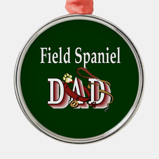 Field Spaniel Vater Silbernes Ornament (Vorne)