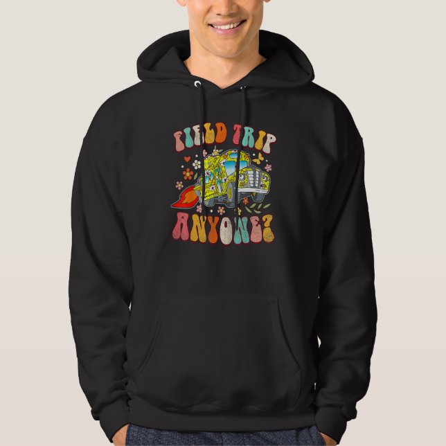 Field Trip Anyone Groovy School Bus Driver Yellow  Hoodie (Vorderseite)