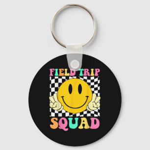 Field Trip Squad Groovy Field Day Hippie Smile Fac Schlüsselanhänger