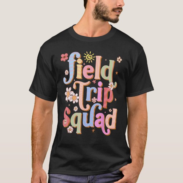Field Trip Squad Groovy Retro Field Day 2023 Teach T-Shirt (Vorderseite)