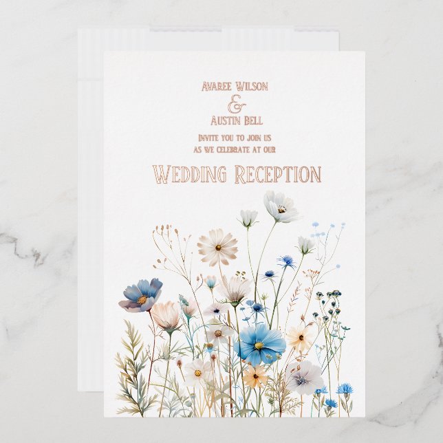 Field Wildblumen Rose Gold Foil Einladung (Briefumschlag)