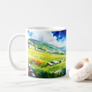 "Fielddale" weite Landschaft Yorkshire Dales Scene Kaffeetasse