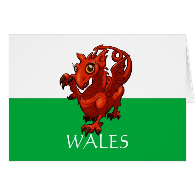 Fierce aber Niedlich Baby Welsh Red Dragon Cartoon (Vorderseite (Horizontal))