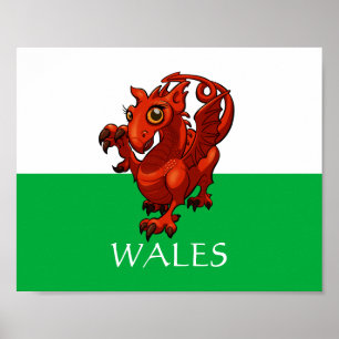 Fierce aber Niedlich Baby Welsh Red Dragon Cartoon Poster