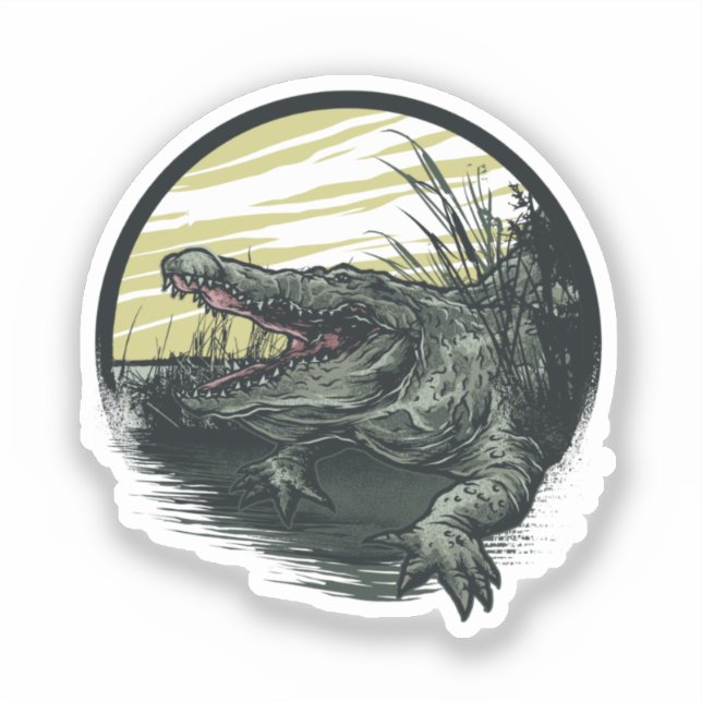 Fierce Alligator Swamp Illustration Art Aufkleber (Vorderseite)
