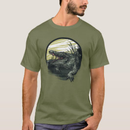 Fierce Alligator Swamp Illustration Art T-Shirt