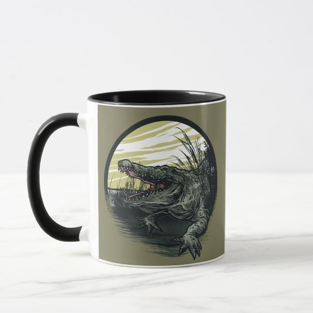 Fierce Alligator Swamp Illustration Art Tasse (Links)
