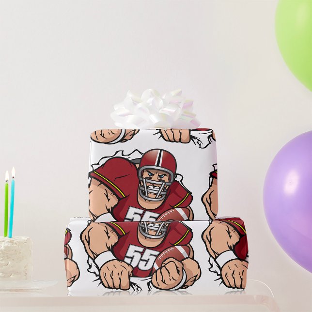Fierce American Football Player durchbrechen Geschenkpapier (Von Creator hochgeladen)