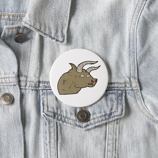Fierce Angry Bull Head Rustic Wild Animal Button (Von Creator hochgeladen)
