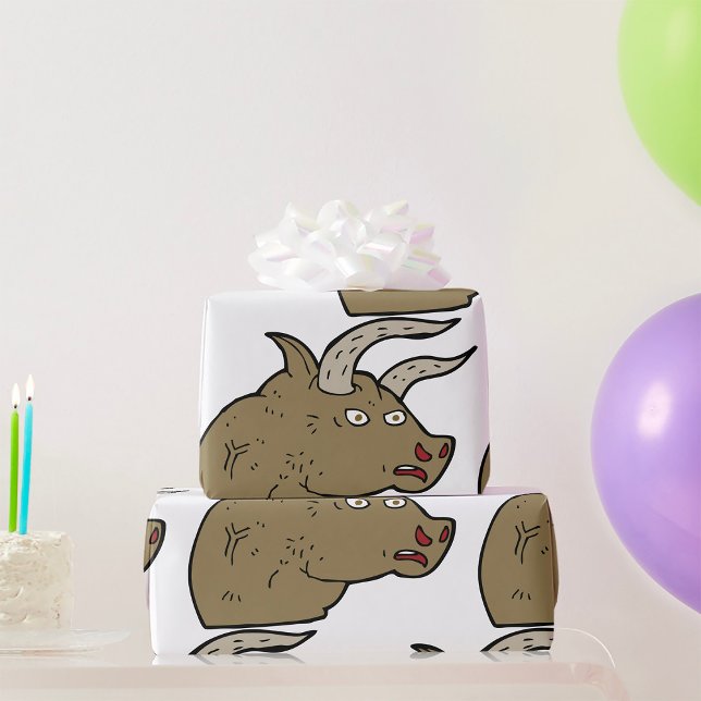 Fierce Angry Bull Head Rustic Wild Animal Geschenkpapier (Von Creator hochgeladen)