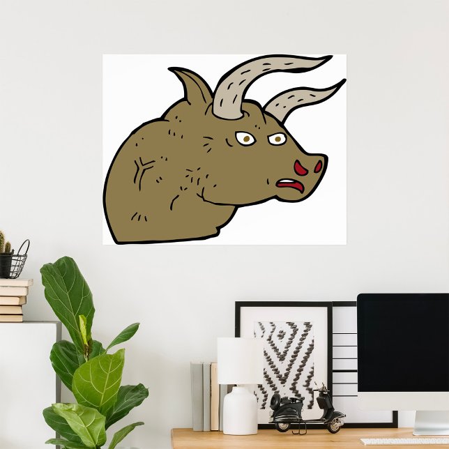 Fierce Angry Bull Head Rustic Wild Animal Poster (Von Creator hochgeladen)
