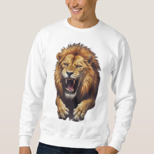Fierce Angry Lion Illustration Sweatshirt (Vorderseite)