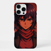 Fierce Anime Girl Phone Case - Red Eyes & Scarf Ae