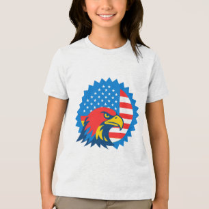 Fierce Bald Eagle über die US-Flagge Tri-Blend Shirt