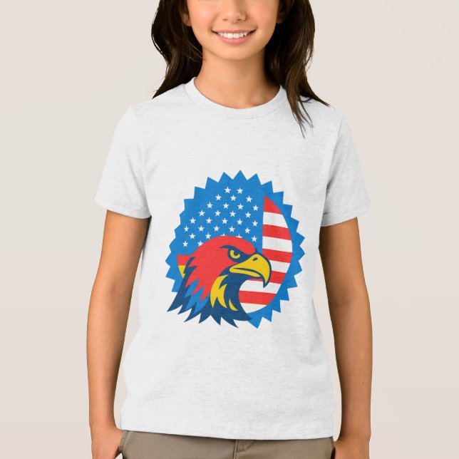 Fierce Bald Eagle über die US-Flagge Tri-Blend Shirt (Vorderseite)