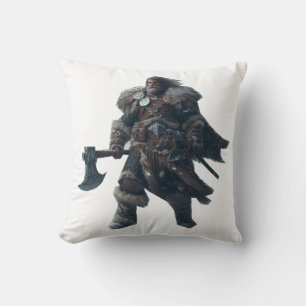 Fierce Barbarian Warrior mit antikem Ax Kissen