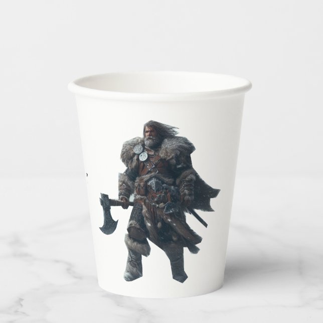 Fierce Barbarian Warrior mit antikem Ax Pappbecher (Vorderseite)
