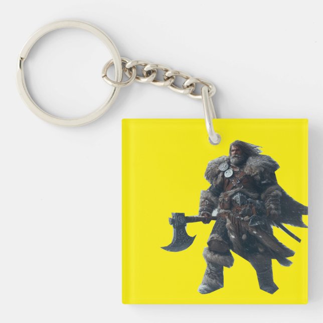 Fierce Barbarian Warrior mit antikem Ax Schlüsselanhänger (Vorderseite)