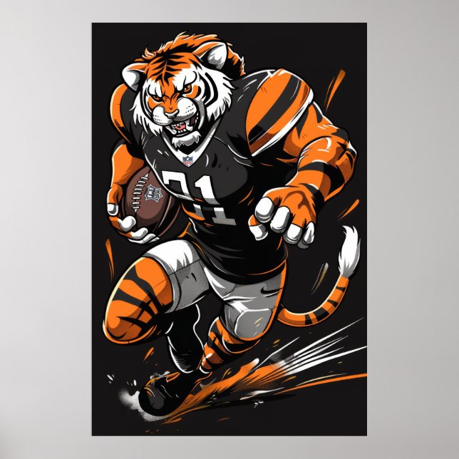 Fierce Bengalisch Tiger Mascot Poster (Vorne)