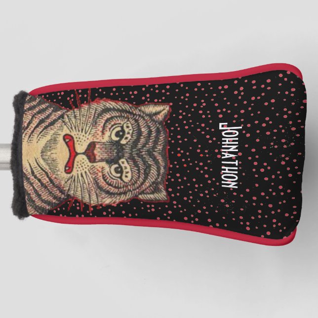 Fierce Blick asiatisch gestreift Tiger Red Dots Bl Golf Headcover (Vorderseite)