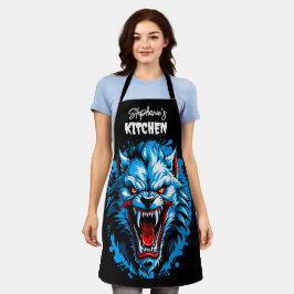 Fierce Blue Werewolf Schürze