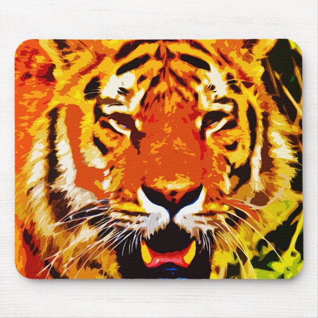 Fierce Bright Orange Siberian Tiger Mousepad (Vorne)