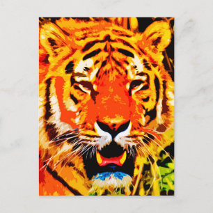 Fierce Bright Orange Siberian Tiger Postkarte
