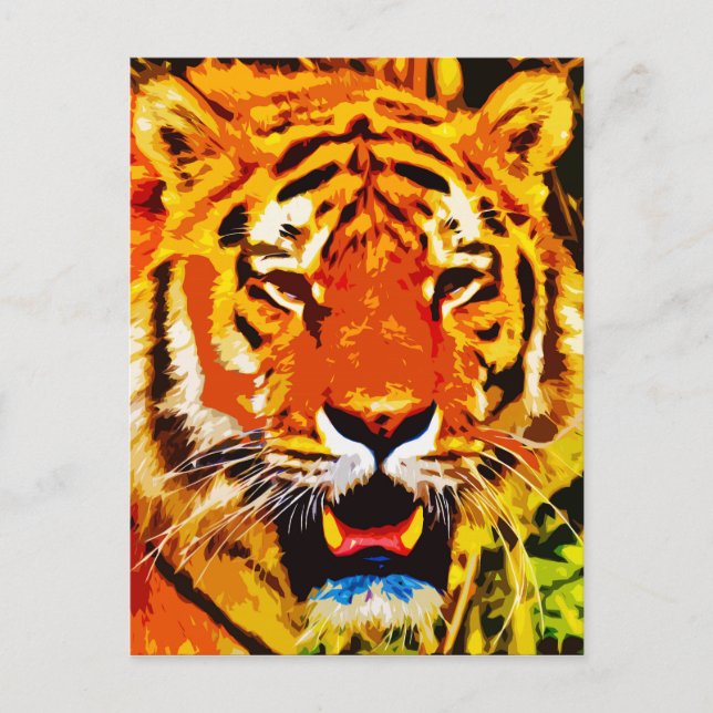 Fierce Bright Orange Siberian Tiger Postkarte (Vorderseite)