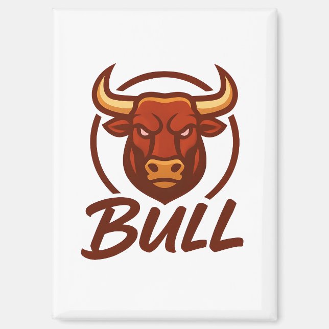 Fierce Bull Head Logo, Creative Mascot BULL Magnet (Vorderseite)