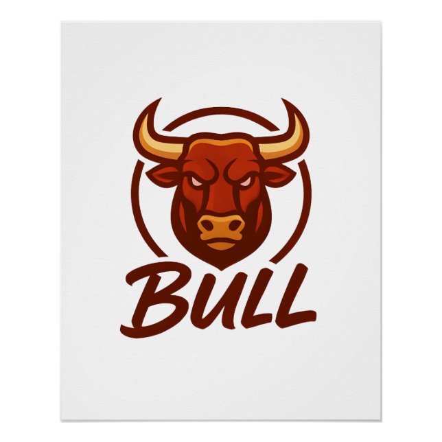 Fierce Bull Head Logo, Creative Mascot BULL Poster (Vorderseite)