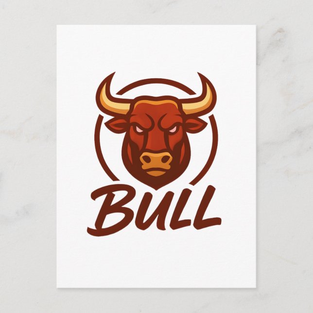 Fierce Bull Head Logo, Creative Mascot BULL Postkarte (Vorderseite)