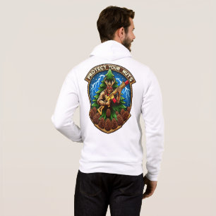 Fierce Cartoon Eichhörnchen verteidigen Pine Cones Hoodie