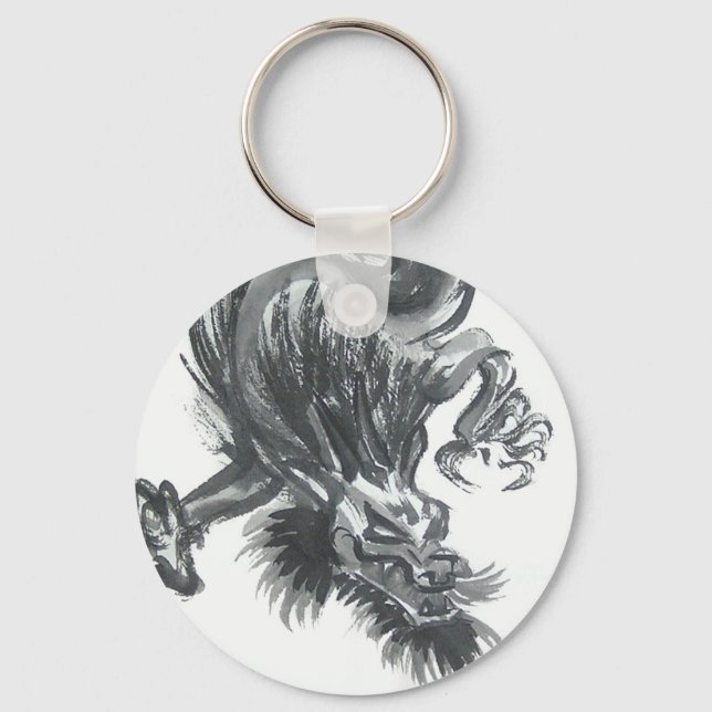 Fierce Chinese Dragon Schlüsselanhänger (Vorderseite)