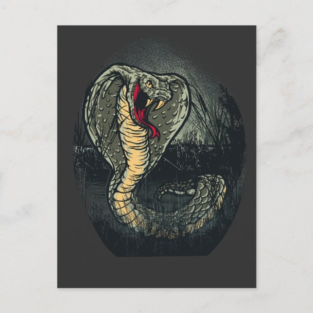 Fierce Cobra Snake Dark Jungle Tattoo Art Postkarte (Vorderseite)