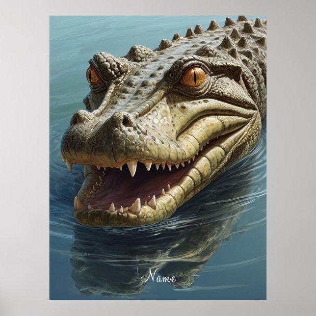 Fierce Crocodile mit Piercing Eyes Wildlife Poster (Vorne)