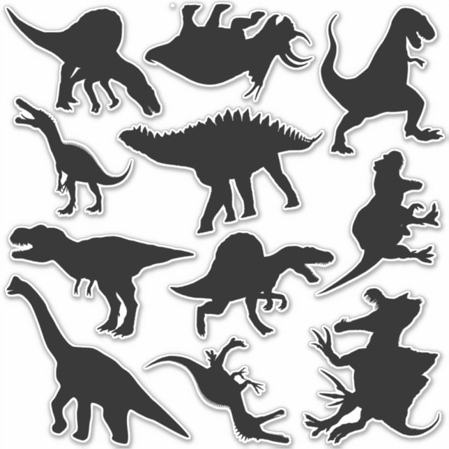 Fierce Dinosaur Silhouette Set von 11 Stickers Aufkleber (Vorderseite)