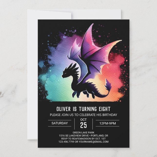 Fierce Dragon Birthday Printable Einladung (Vorderseite)